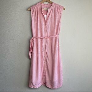 NWT Loft Striped Button-front Belted Dress S